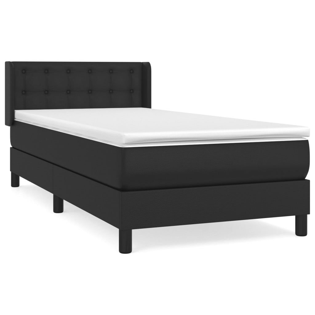vidaXL Κρεβάτι Boxspring με Στρώμα Μαύρο 80 x 200 εκ. Συνθετικό Δέρμα