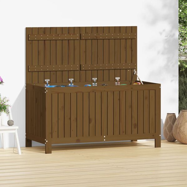 vidaXL Κουτί Αποθήκευσης Καφέ Μελί 121x55x64 εκ. Μασίφ Ξύλο Πεύκου