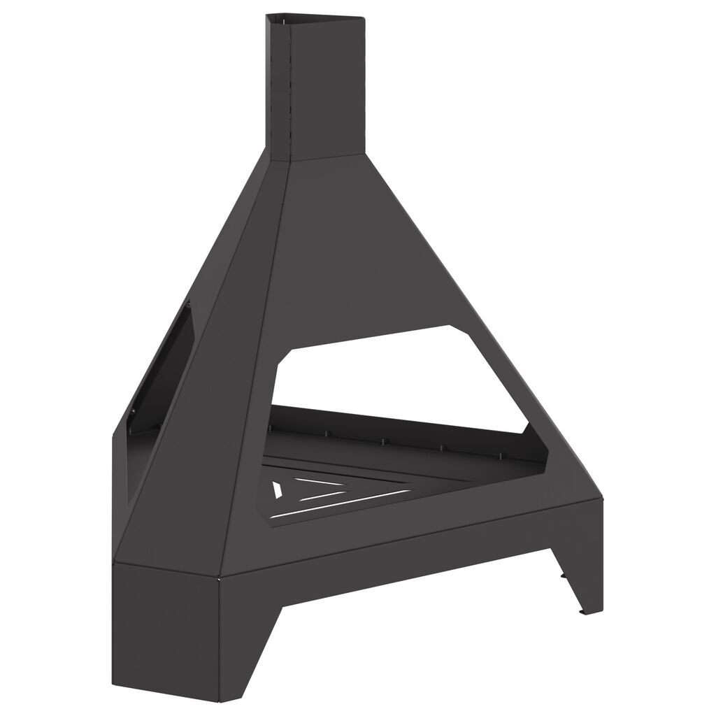 vidaXL Τζάκι με Καμινάδα Μαύρο 50x43x52 εκ Ατσάλι