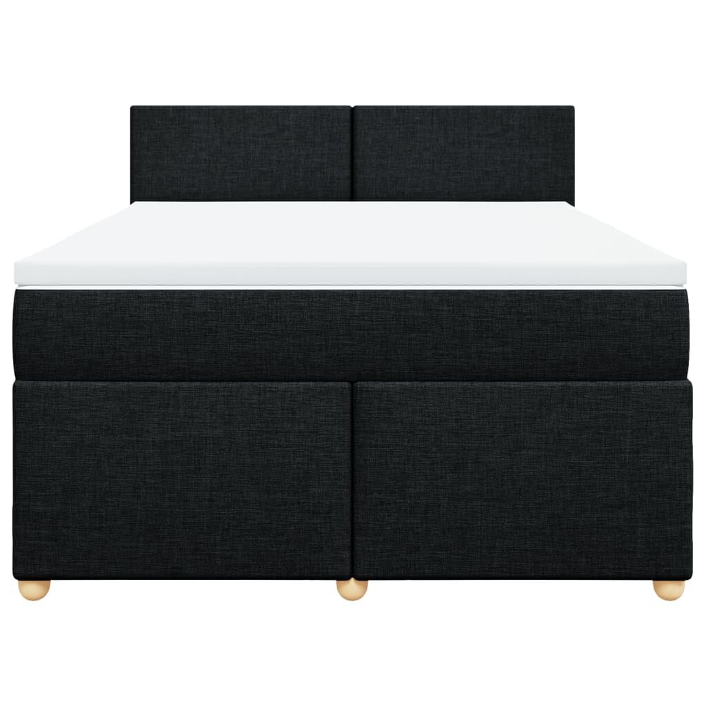 vidaXL Κρεβάτι Boxspring με Στρώμα Μαύρο 140x190 εκ. Υφασμάτινο