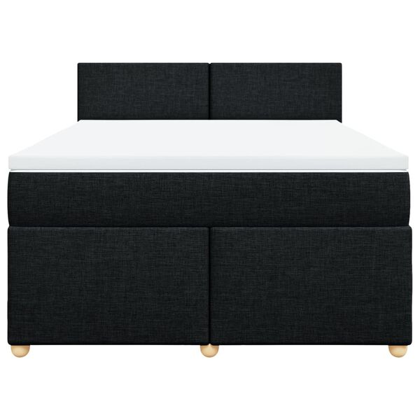 vidaXL Κρεβάτι Boxspring με Στρώμα Μαύρο 140x190 εκ. Υφασμάτινο