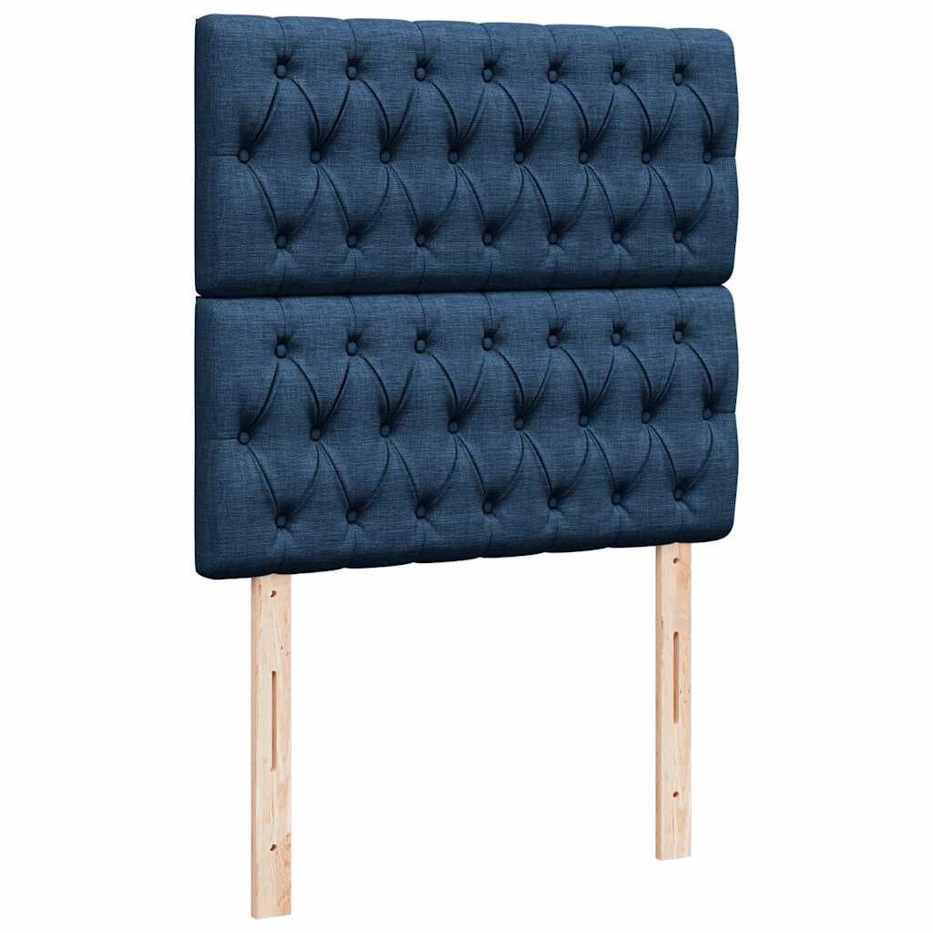 vidaXL Οθωμανικό κρεβάτι με στρώμα μπλε 100x200cm ύφασμα