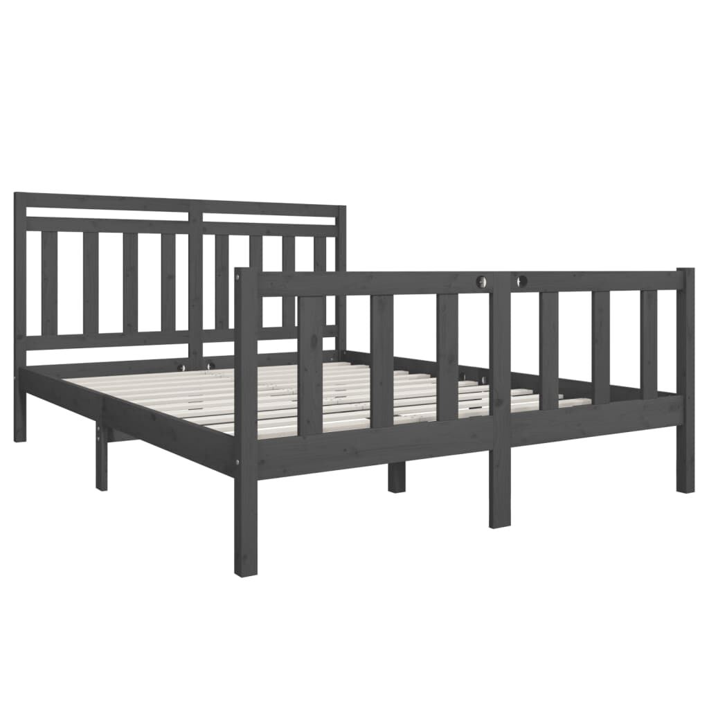 vidaXL Πλαίσιο Κρεβατιού Γκρι 150 x 200 εκ. Μασίφ Ξύλο King Size