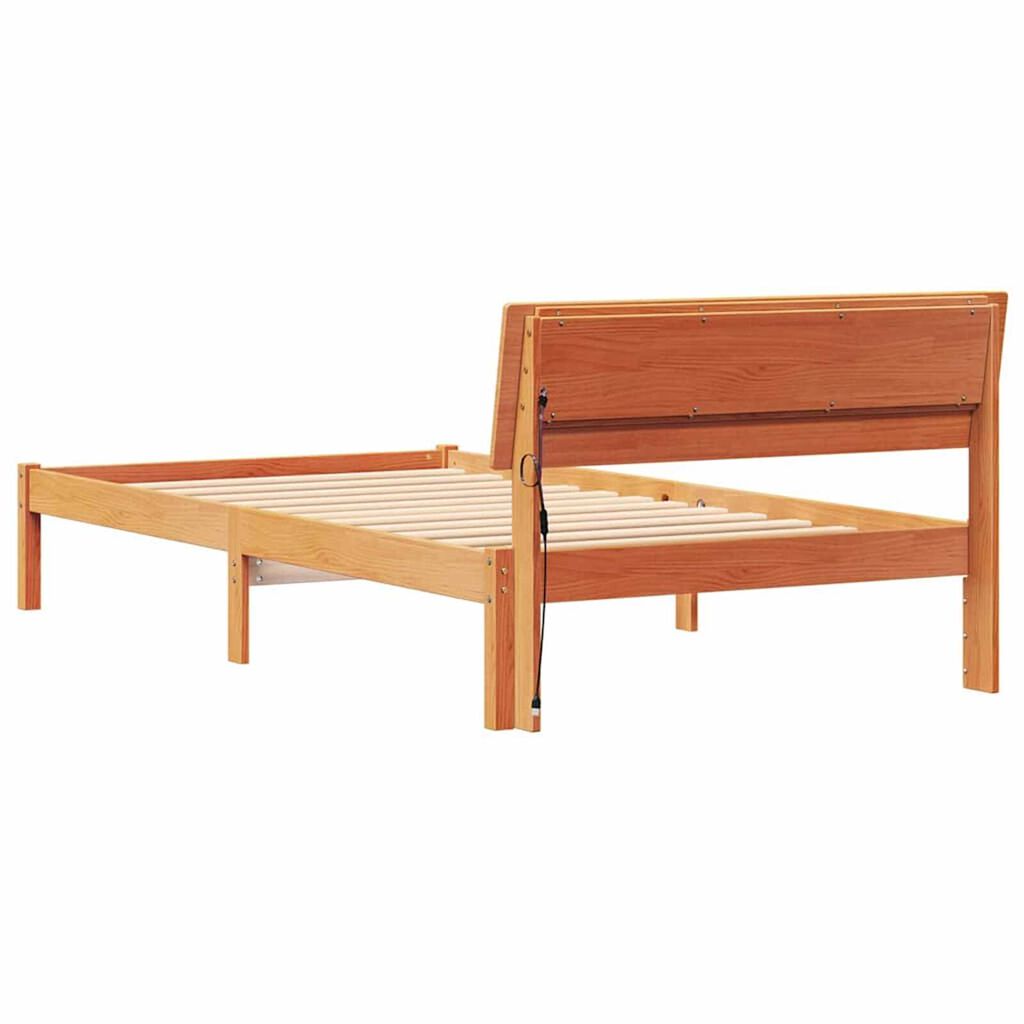 vidaXL Σκελετός Κρεβατιού Καφέ κεριού 90 x 200 cm Μασίφ ξύλο πεύκου