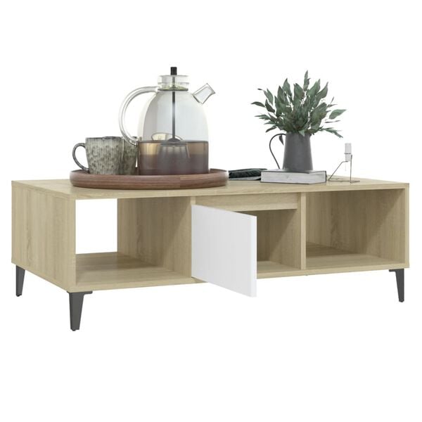 vidaXL Τραπεζάκι Σαλονιού Λευκό/Sonoma Δρυς 103,5x60x35εκ. Επεξ. Ξύλο