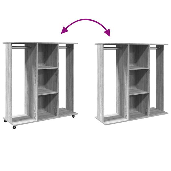 vidaXL Ντουλάπα με Ροδάκια Γκρι Sonoma 102x38x110 εκ. από Επεξ. Ξύλο