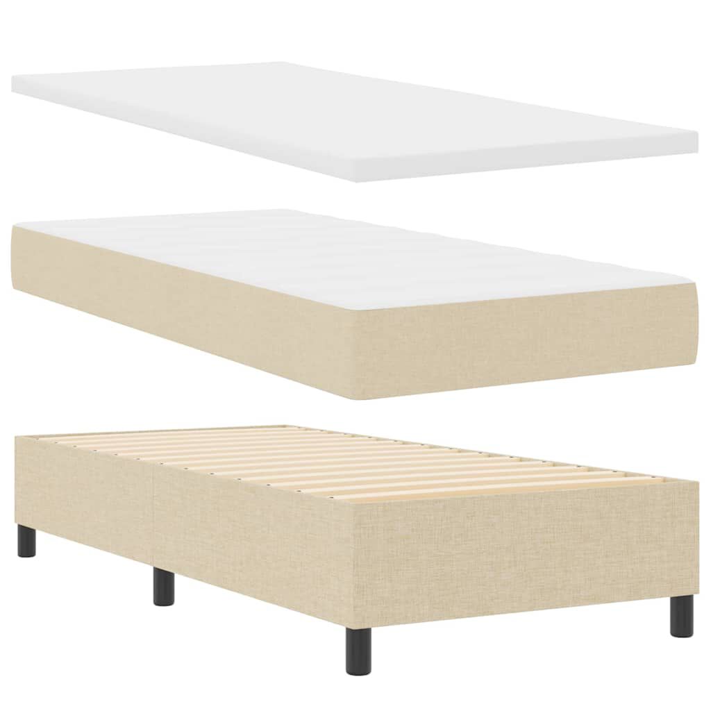 vidaXL Κρεβάτι με ελατήρια με στρώμα Κρεμ 100 x 200 cm ύφασμα