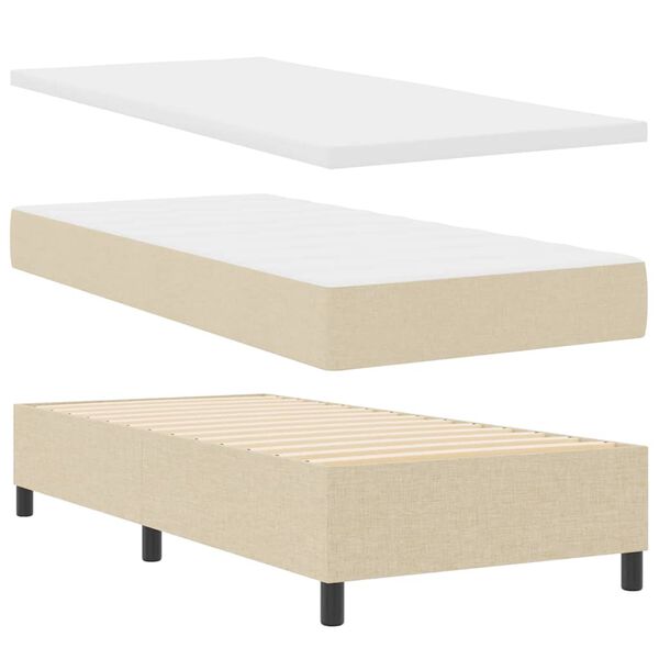 vidaXL Κρεβάτι με ελατήρια με στρώμα Κρεμ 100 x 200 cm ύφασμα
