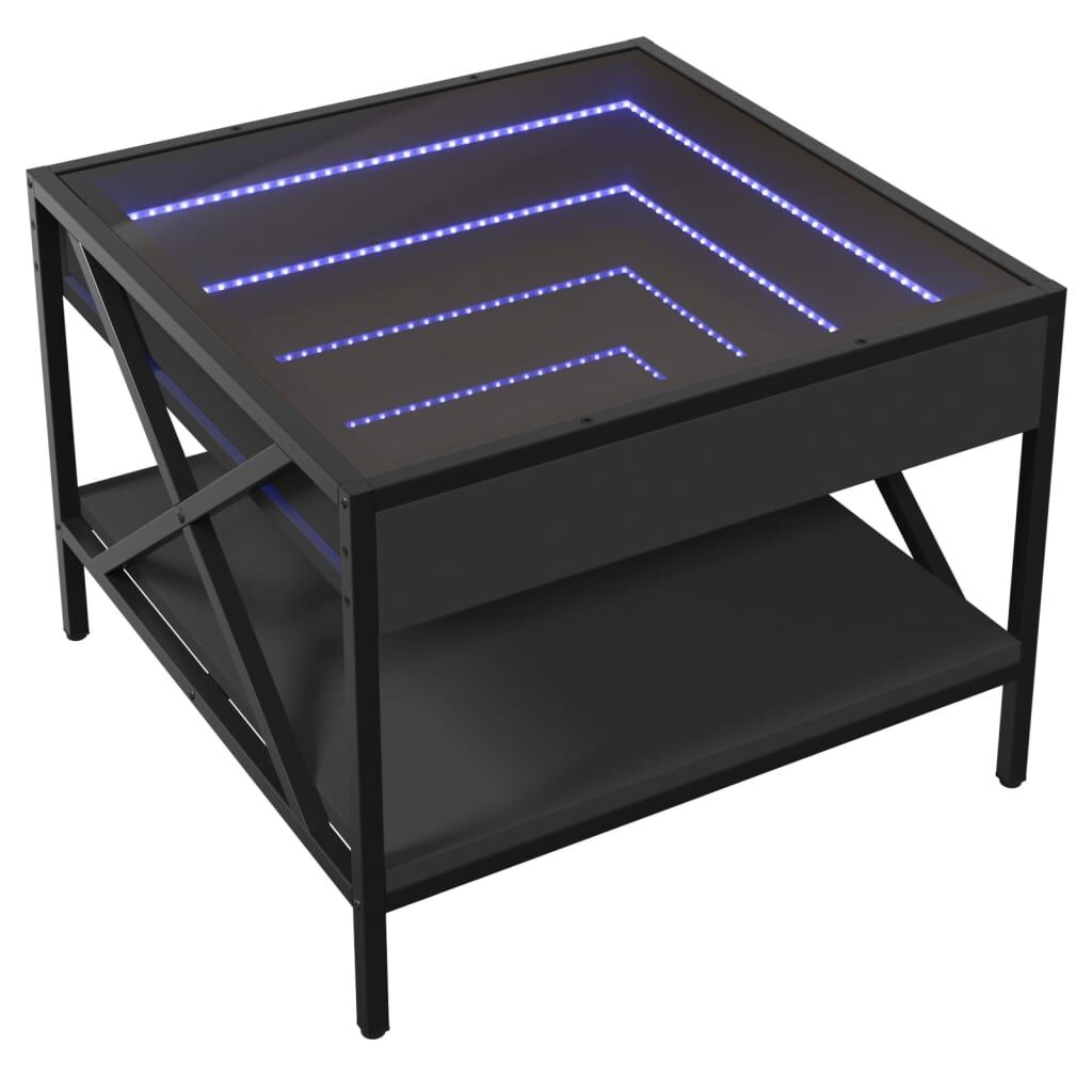 vidaXL Τραπεζάκι Σαλονιού Infinity LED Μαύρο 50x50x38 εκ.