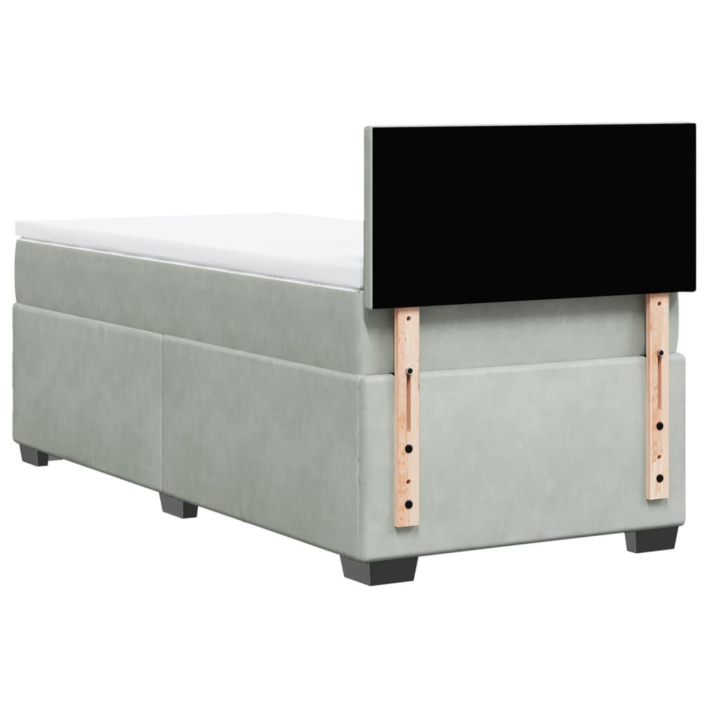 vidaXL Κρεβάτι Boxspring με Στρώμα Ανοιχτό Γκρι 100x200 εκ. Βελούδινο