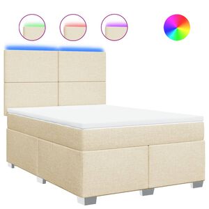 vidaXL Κρεβάτι Boxspring με Στρώμα Κρεμ 140x200 εκ. Υφασμάτινο