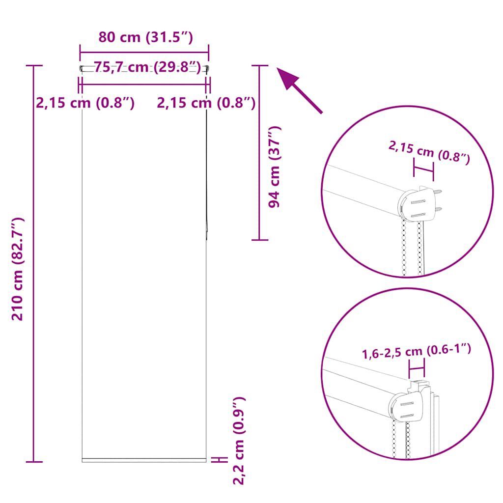 vidaXL Ρολέρ Μπλακάουτ Μπεζ 80x210 cm Πλάτος υφάσματος 75,7 cm