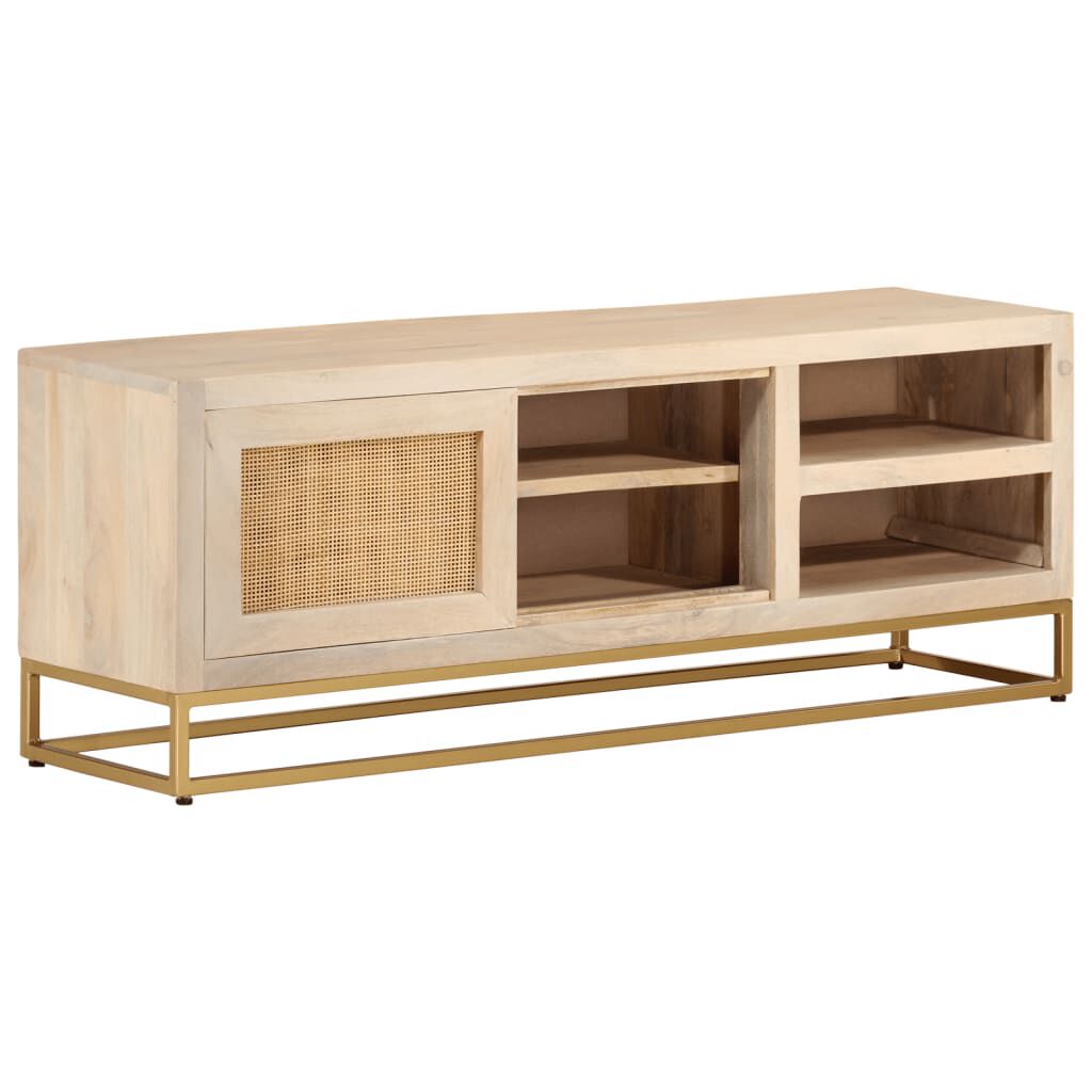 vidaXL Έπιπλο Τηλεόρασης 110 x 30 x 40 εκ. Μασίφ Ξύλο Μάνγκο & Σίδηρος