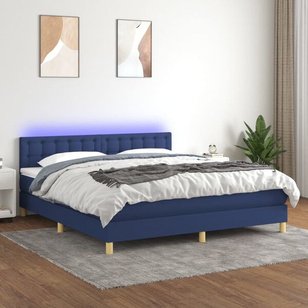 vidaXL &Kappa;&rho;&epsilon;&beta;ά&tau;&iota; Boxspring &mu;&epsilon; &Sigma;&tau;&rho;ώ&mu;&alpha; & LED &Mu;&pi;&lambda;&epsilon; 180x200 &epsilon;&kappa;. &Upsilon;&phi;&alpha;&sigma;&mu;ά&tau;&iota;&nu;&omicron;
