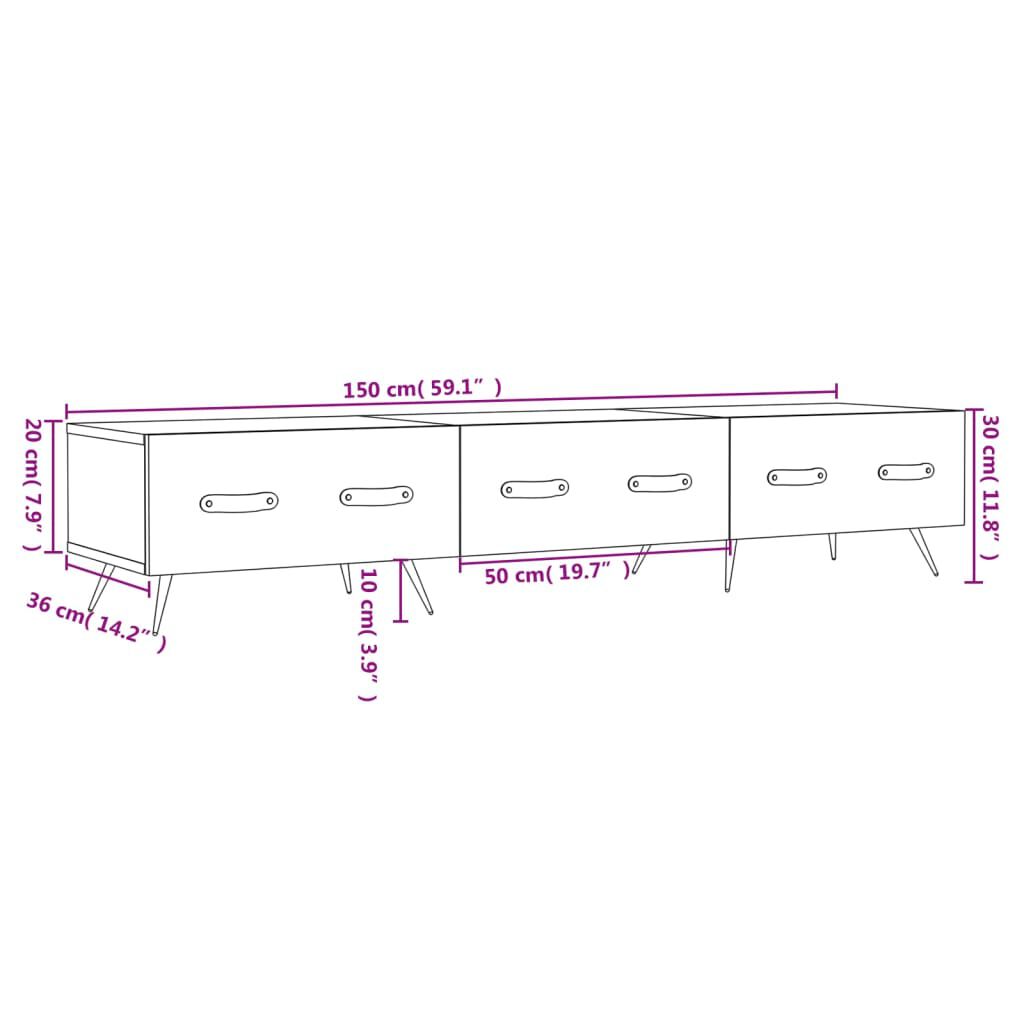 vidaXL Έπιπλο Τηλεόρασης Γκρι Sonoma 150 x 36 x 30 εκ. Επεξεργ. Ξύλο