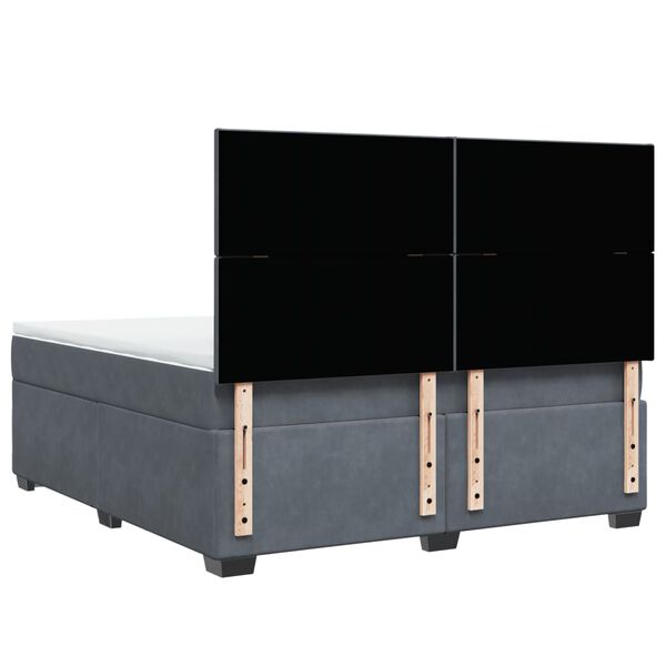 vidaXL Κρεβάτι Boxspring με Στρώμα Σκούρο Γκρι 180x200 εκ. Βελούδινο