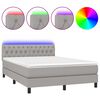 vidaXL Κρεβάτι Boxspring με Στρώμα & LED Αν.Γκρι 140x190εκ. Υφασμάτινο