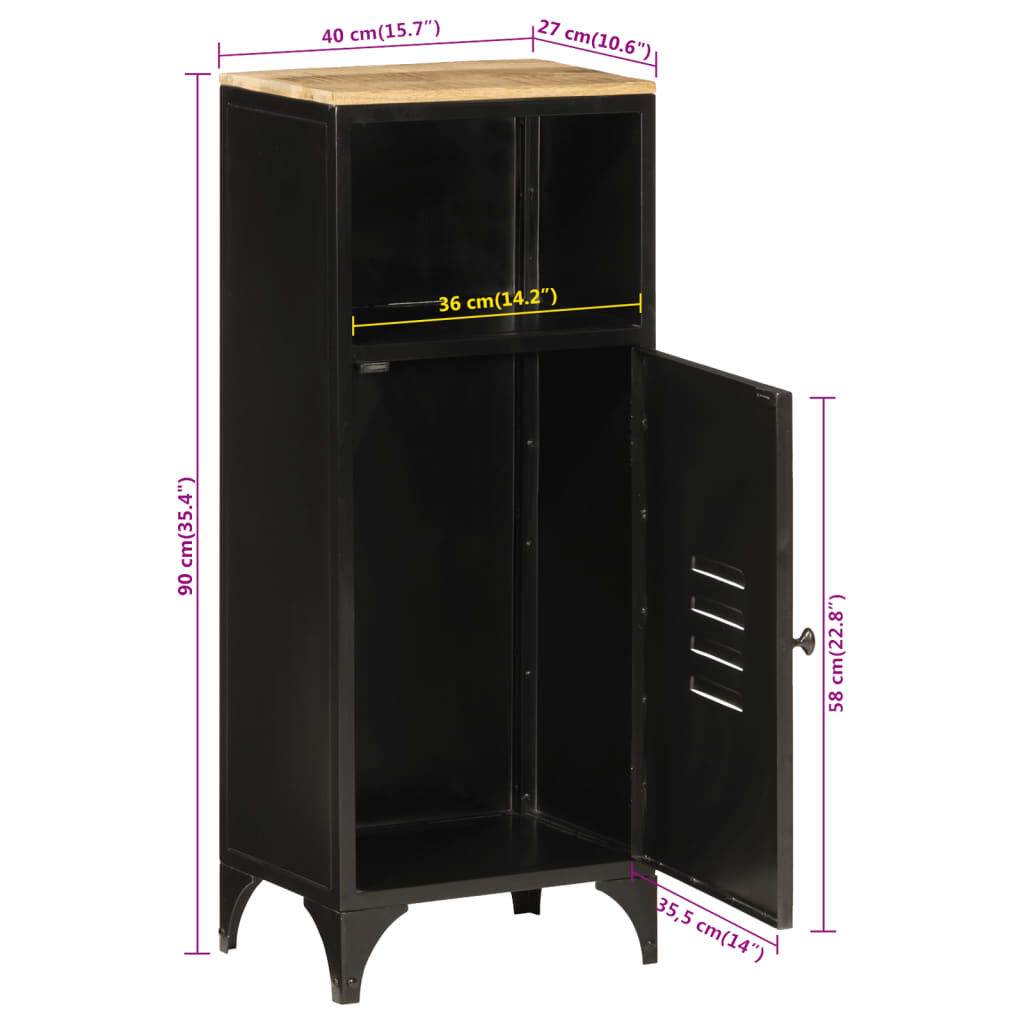 vidaXL Ντουλάπι Μπάνιου 40 x 27 x 90 εκ. Σίδηρο και Μασίφ Ξύλο Μάνγκο