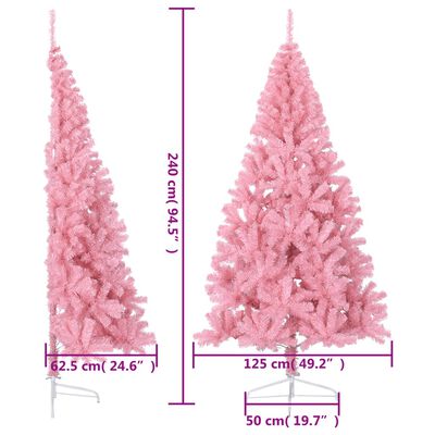 vidaXL Χριστουγεννιάτικο Δέντρο Τεχνητό Μισό Με Βάση Ροζ 240 εκ. PVC