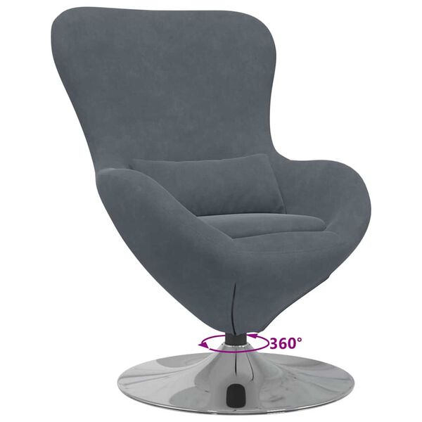 vidaXL Κάθισμα-αυγό Σκούρο γκρι 63 x 73 x 90 εκ Βελούδο