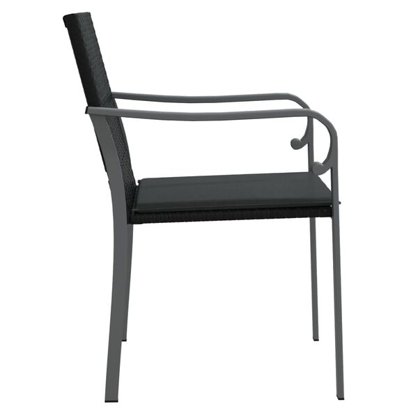 vidaXL Καρέκλες Κήπου 2 τεμ. Μαύρο 56x59x84 εκ Συνθ. Ρατάν & Μαξιλάρια