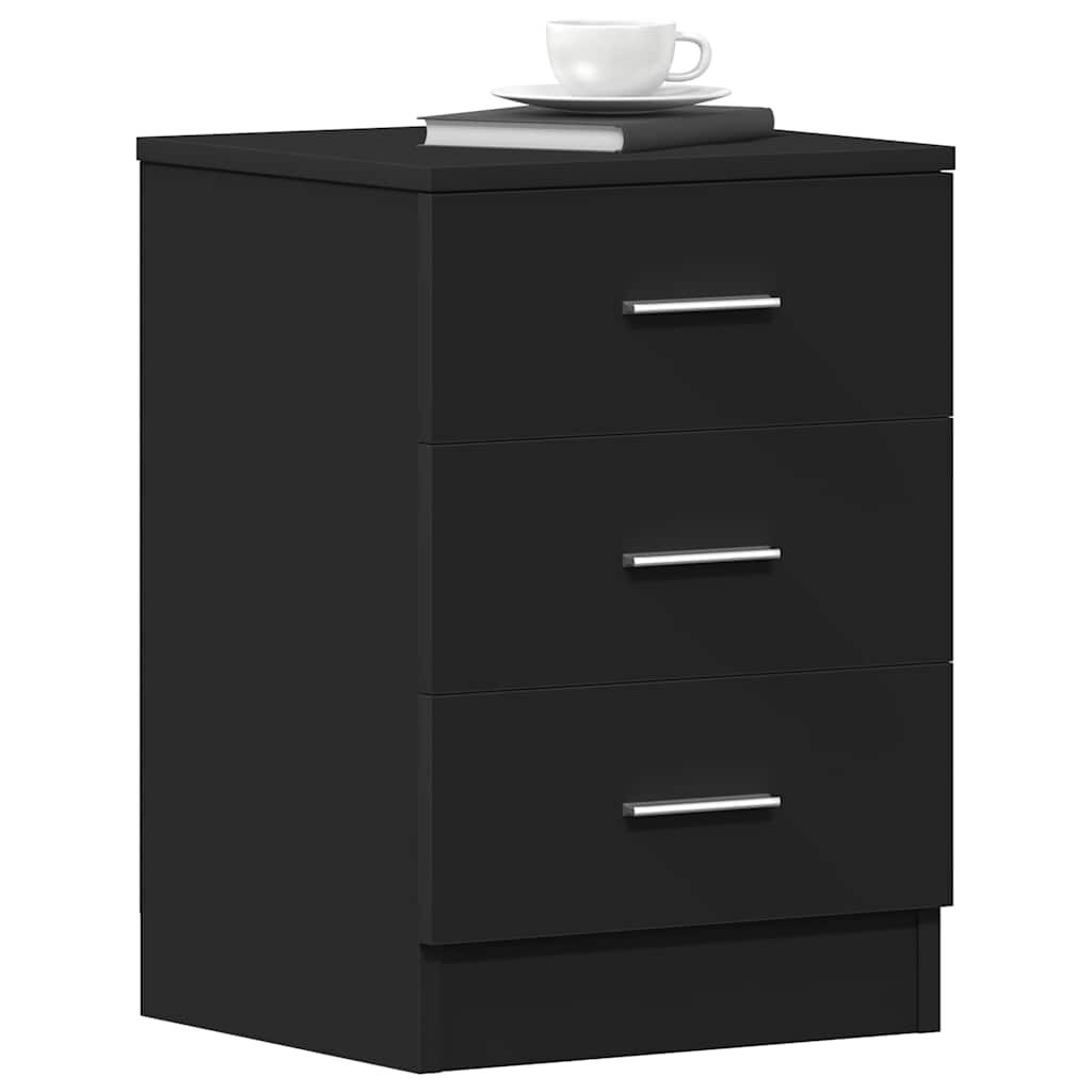 vidaXL Κομοδίνα 2 τεμ. Μαύρα 38 x 35 x 56 εκ. από Επεξ. Ξύλο