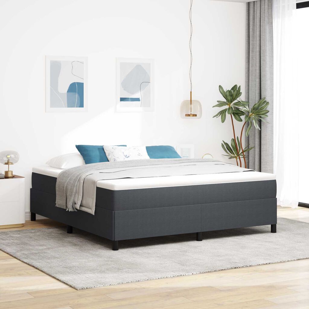 vidaXL Κρεβάτι Σκούρο Γκρι 180x200 εκ. Από Ψάθα