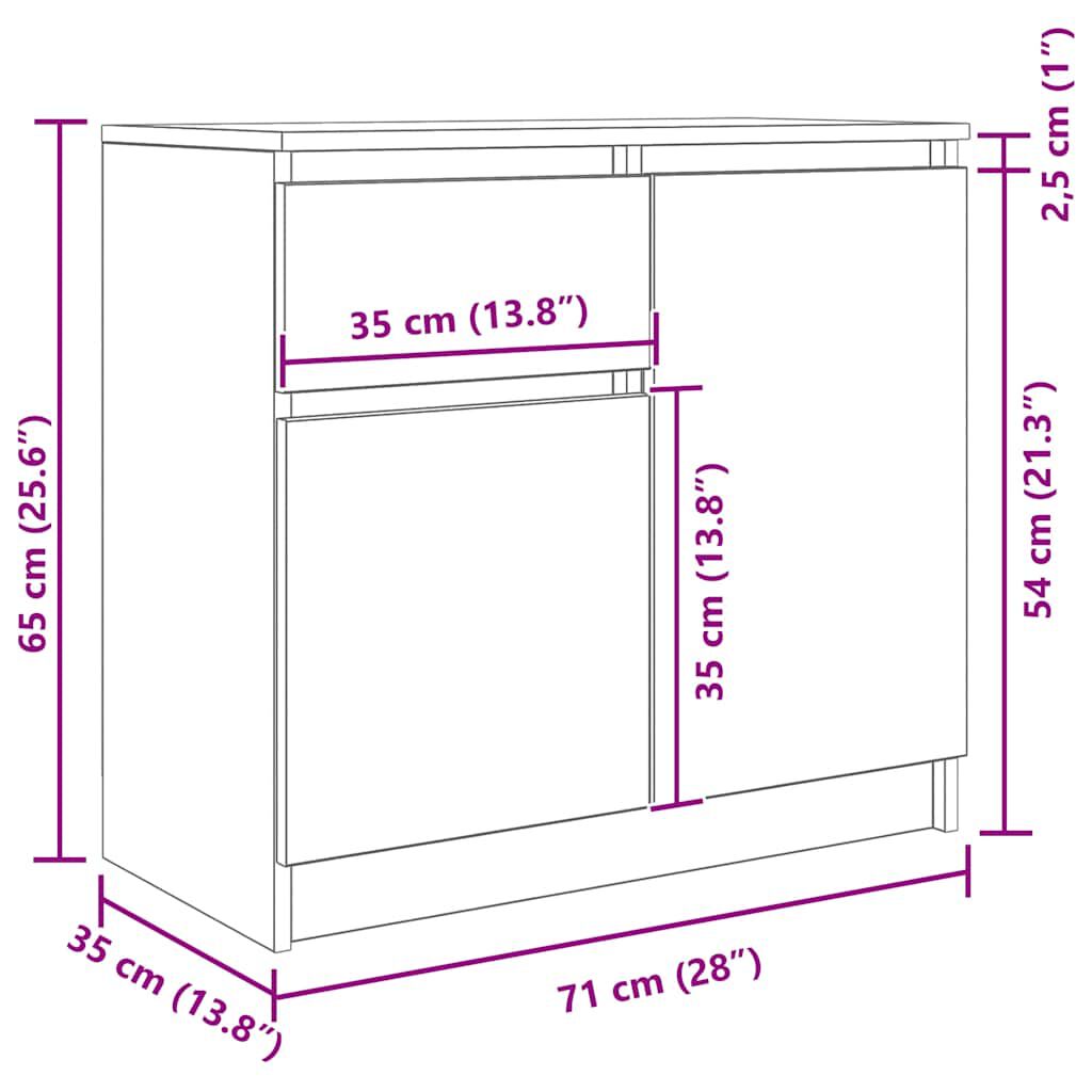 vidaXL Συρταριέρα με Συρτάρια Γκρι Sonoma 71x35x65 εκ. από Επεξ. Ξύλο