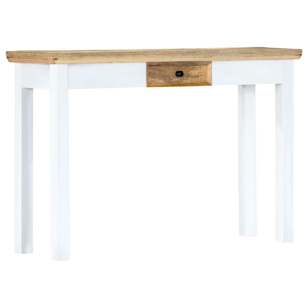 vidaXL Τραπέζι Κονσόλα Λευκό/Καφέ 110x35x75 εκ. από Μασίφ Ξύλο Μάνγκο