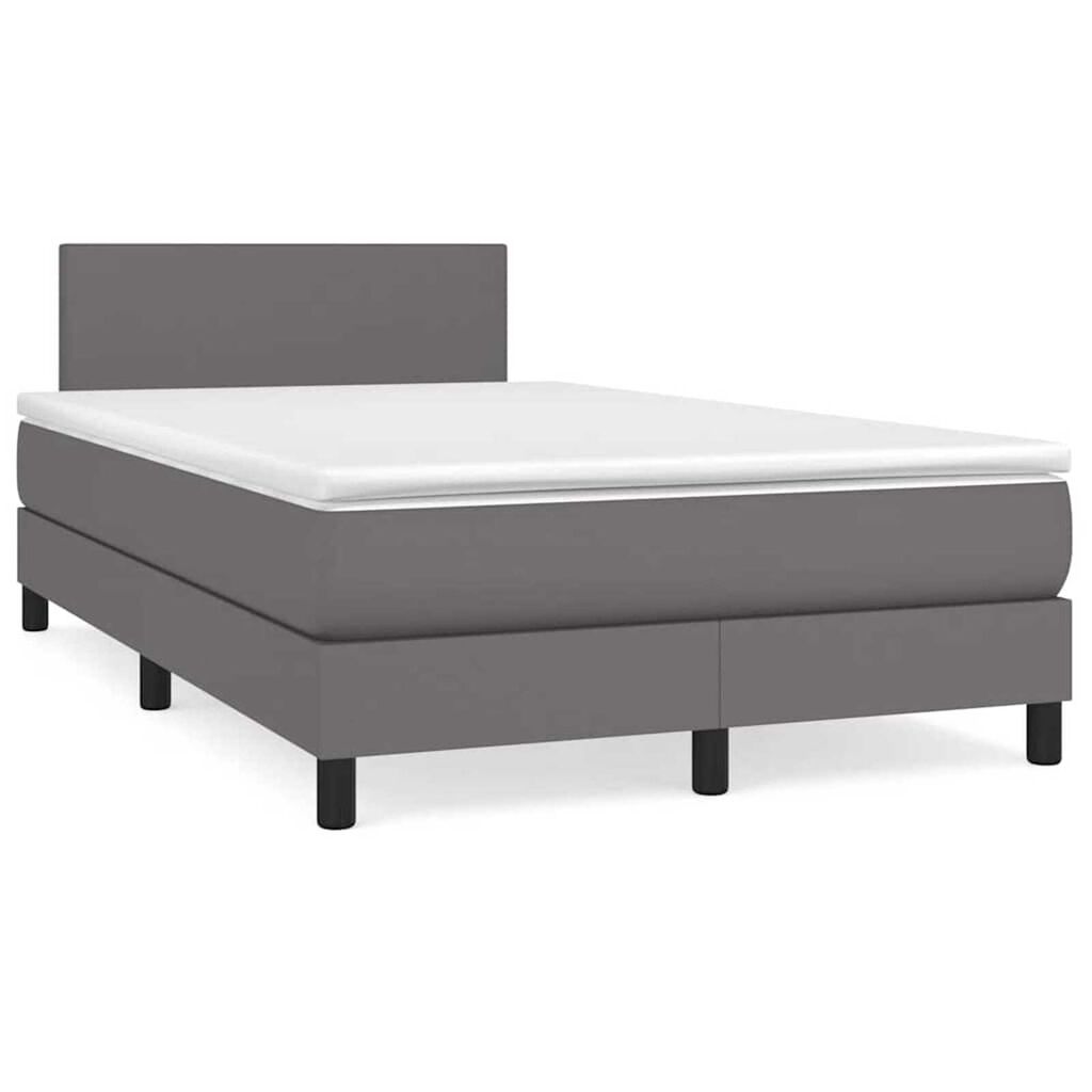 vidaXL Κρεβάτι Boxspring με Στρώμα & LED Γκρι 120x190 εκ. Συνθ. Δέρμα
