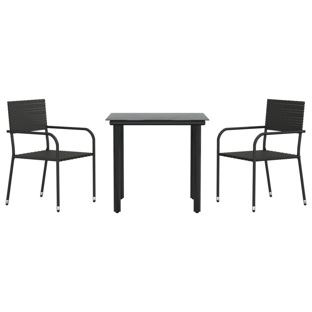 vidaXL Σετ Επίπλων Bistro Κήπου 3 τεμ. Μαύρο Συνθετικό Ρατάν/Ατσάλι