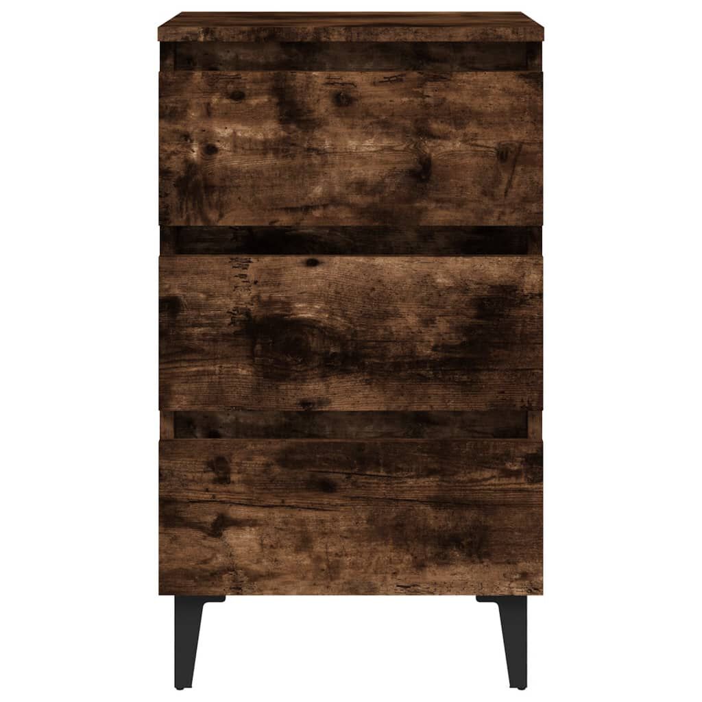 vidaXL Κομοδίνο Καπνιστή Δρυς 40 x 35 x 69 εκ. με Μεταλλικά Πόδια
