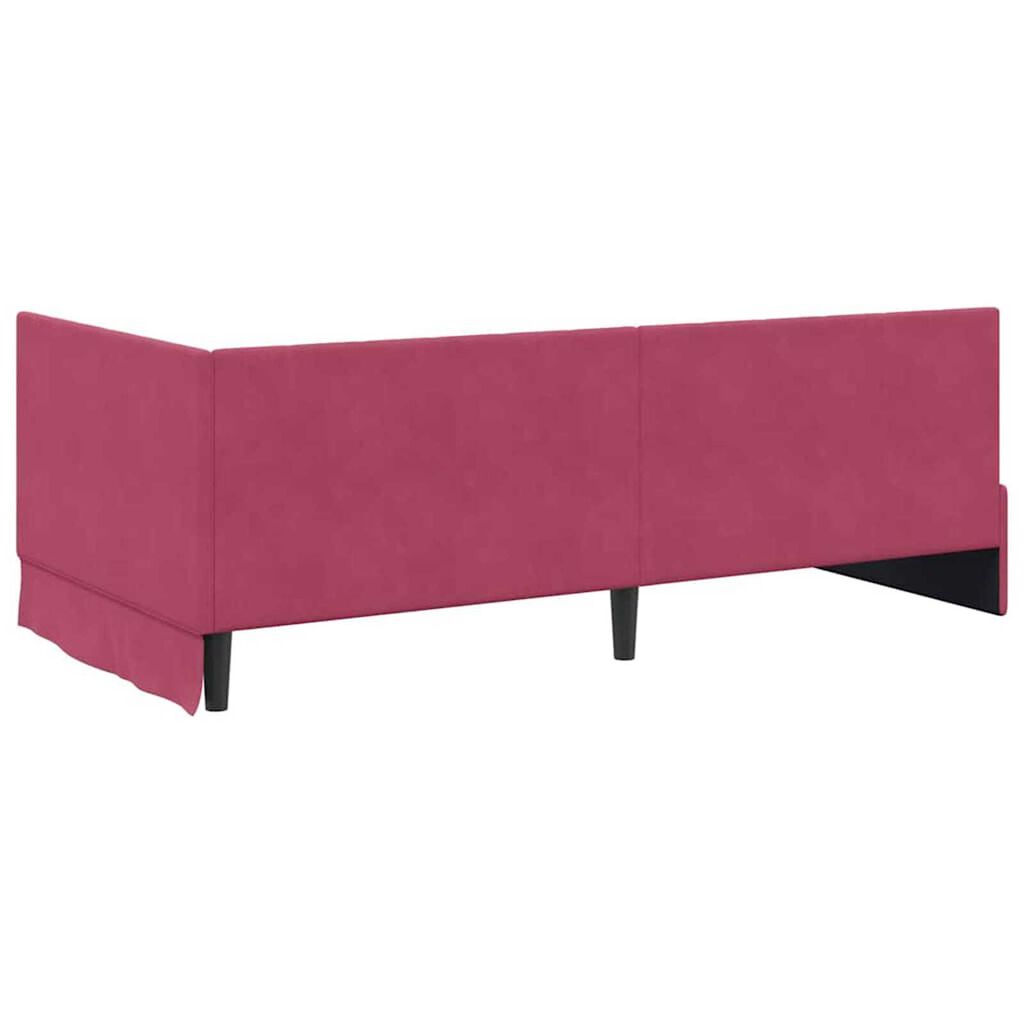 vidaXL Κρεβάτι Γωνίας με στρώμα Μπορντό 90 x 190 cm Βελούδο
