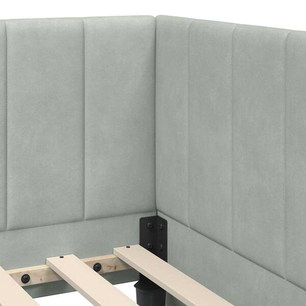 vidaXL Κρεβάτι Γωνίας με στρώμα Ανοιχτό γκρι 100 x 200 cm Βελούδο