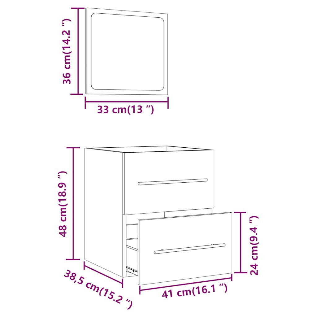 vidaXL Ντουλάπι Μπάνιου με Καθρέφτη Λευκό 41x38,5x48 εκ.