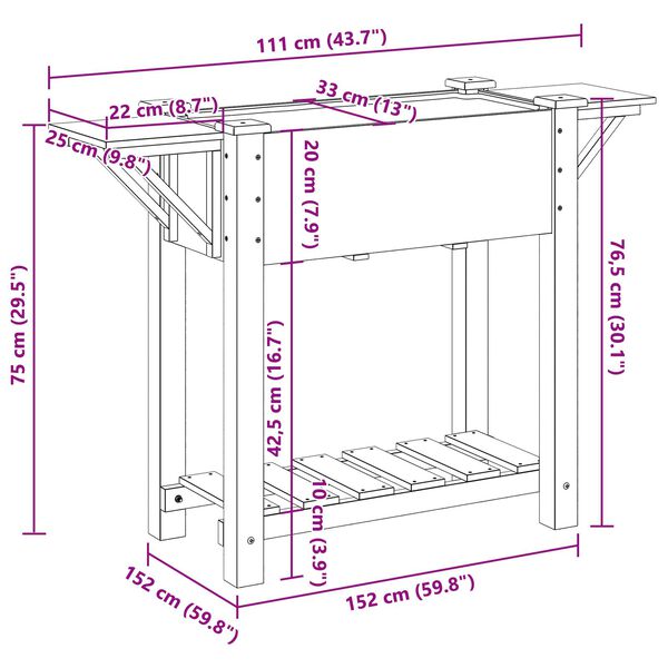vidaXL Γλάστρα Κήπου με Ράφια 111x37x76 εκ Μασίφ Ξύλο Πεύκου