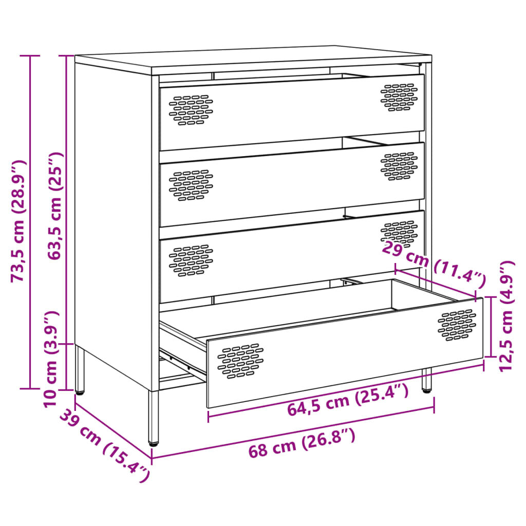 vidaXL Ντουλάπι Ροζ 68x39x73,5 εκ. από Χάλυβα Ψυχρής Έλασης