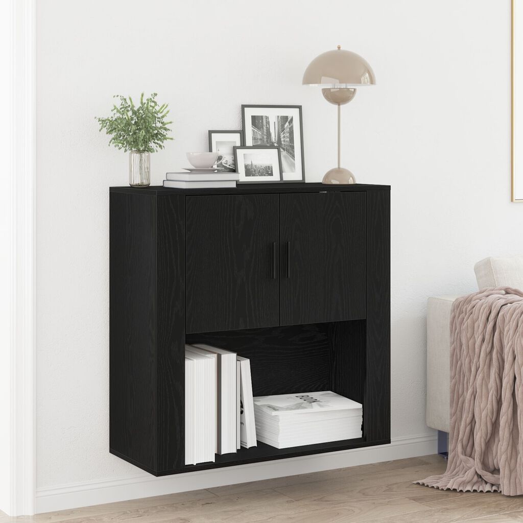 vidaXL Ντουλάπι Τοίχου Μαύρης Βελανιδιάς 80x33x80 εκ. Επεξεργασμένο Ξύλο