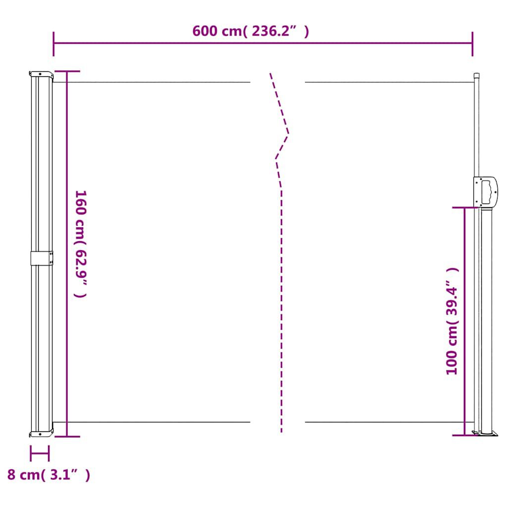vidaXL Σκίαστρο Πλαϊνό Συρόμενο Μπεζ 160 x 600 εκ.