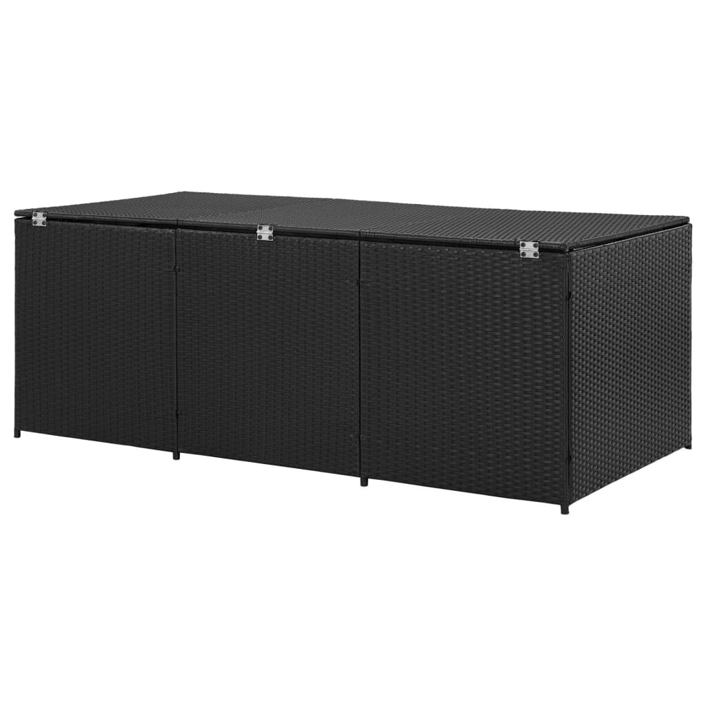 vidaXL Κουτί Αποθήκευσης Κήπου Μαύρο 180x90x70 εκ. από Συνθετικό Ρατάν