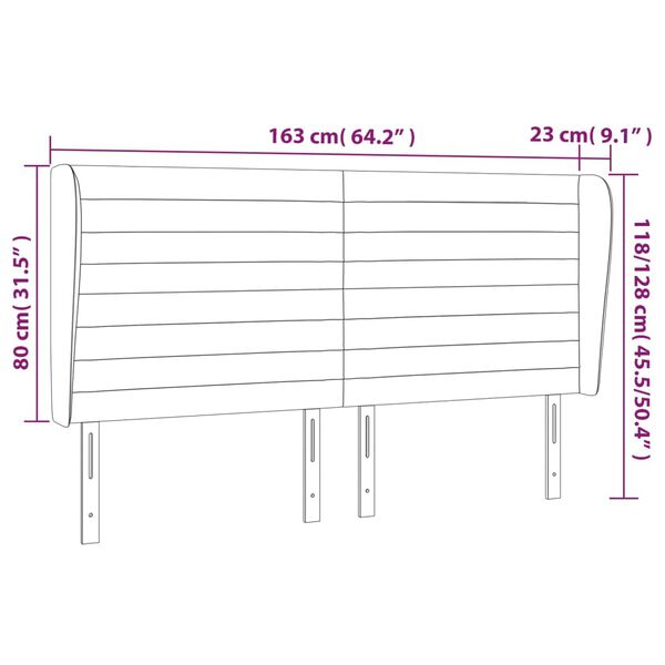 vidaXL Κεφαλάρι με Πτερύγια Σκούρο Γκρι 163x23x118/128 εκ. Υφασμάτινο