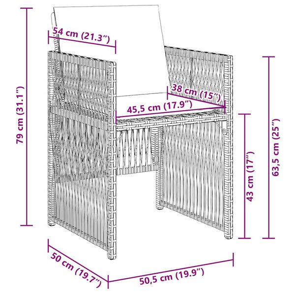 vidaXL Σέτ φαγητού για κήπο 9 pcs Μπεζ Πολυ ράταν