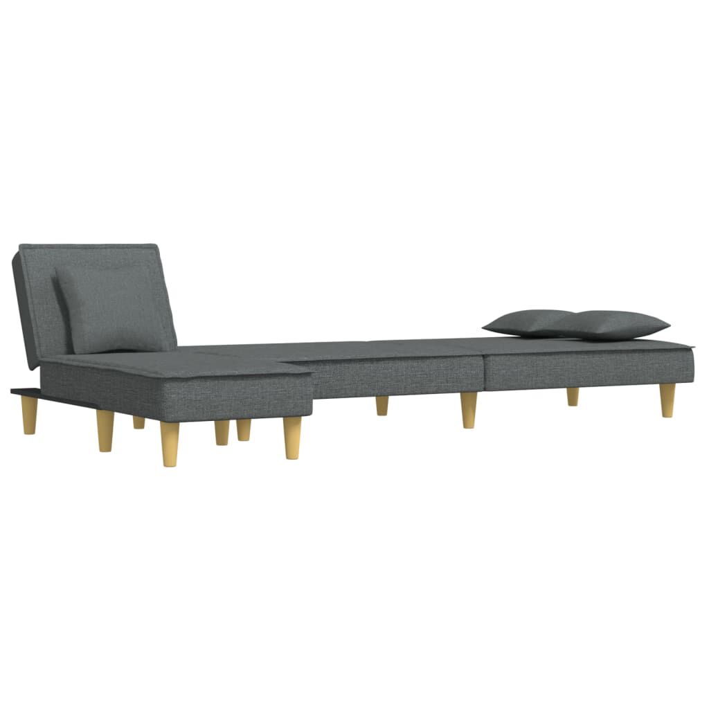 vidaXL Καναπές Κρεβάτι Γωνιακός Σκούρο Γκρι 255x140x70 εκ. Υφασμάτινος