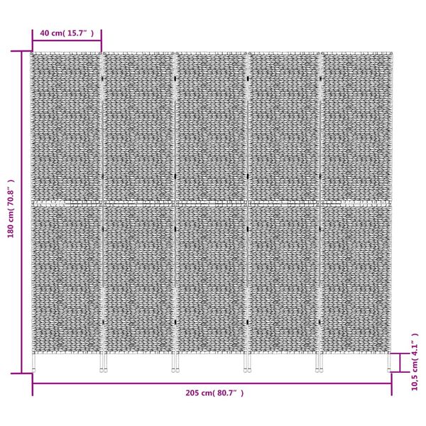 vidaXL Διαχωριστικό Δωματίου με 5 Πάνελ 205x180 εκ. από Υάκινθο Νερού
