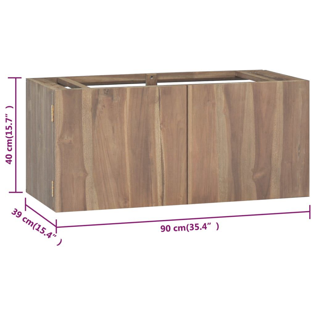 vidaXL Ντουλάπι Μπάνιου Επιτοίχιο 90 x 39 x 40 εκ. από Μασίφ Ξύλο Teak