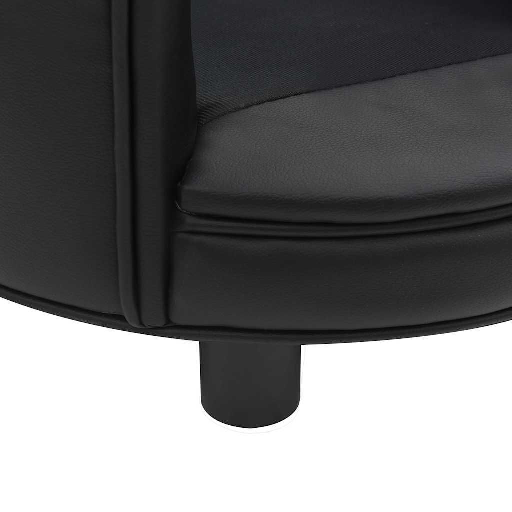 vidaXL Καναπές-Κρεβάτι Σκύλου Μαύρο 48x48x32 εκ. Βελουτέ/Συνθετ. Δέρμα