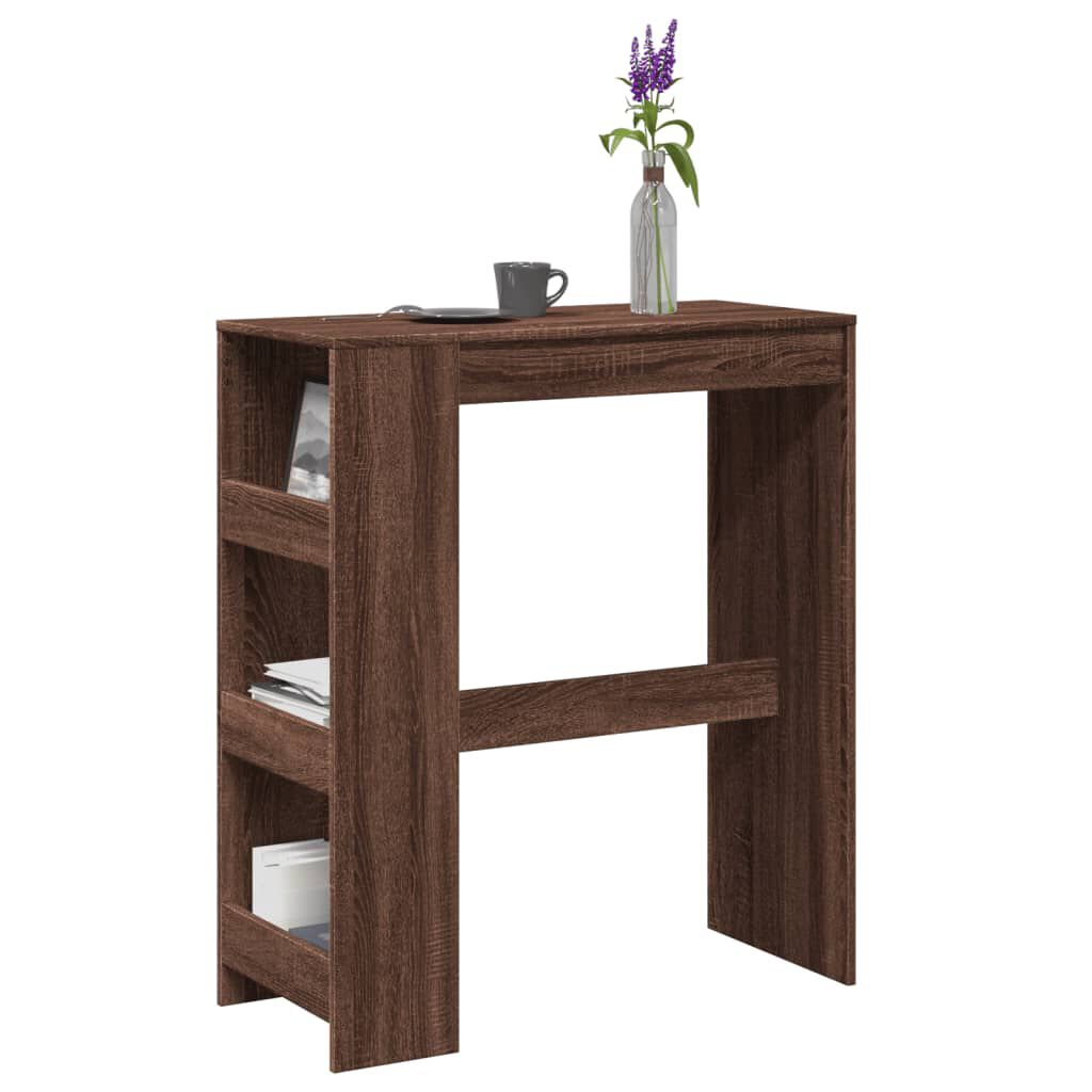 vidaXL Τραπέζι Μπαρ με Ράγες Καφέ Δρυς 90x40x103,5 εκ. Επεξεργ. Ξύλο