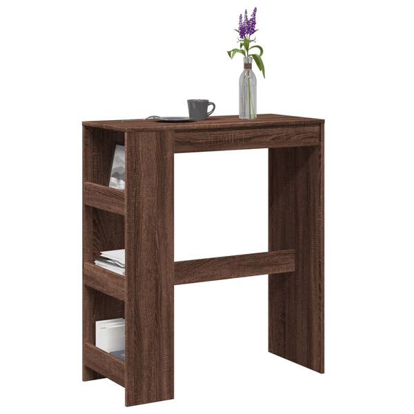 vidaXL Τραπέζι Μπαρ με Ράγες Καφέ Δρυς 90x40x103,5 εκ. Επεξεργ. Ξύλο