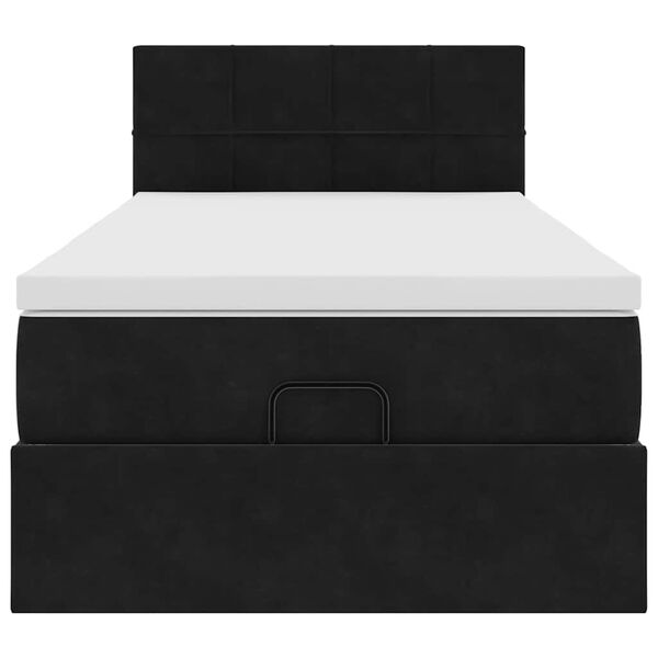 vidaXL Οθωμανικό κρεβάτι με στρώμα Μαύρο 90x200cm Velvet