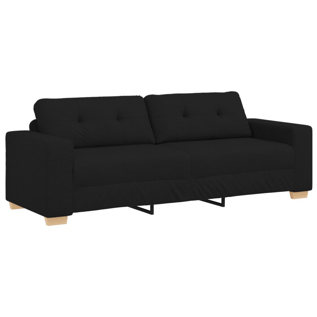 vidaXL Σετ Καναπέ με μαξιλάρι με μαξιλάρι 3 pcs Μαύρο ύφασμα